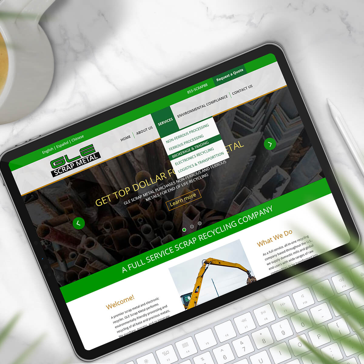 website design for GLE mockup